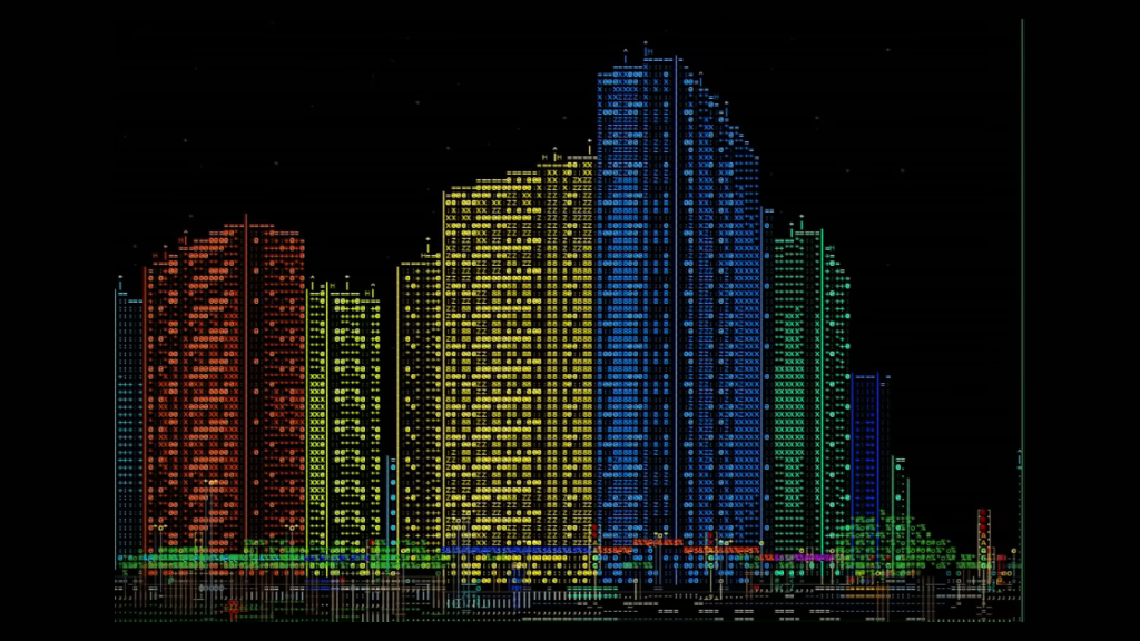 Un solo sviluppatore costruisce una città cyberpunk con caratteri ASCII