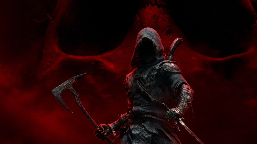 Il protagonista di Mortal Shell II impugna una spada in un paesaggio dark fantasy
