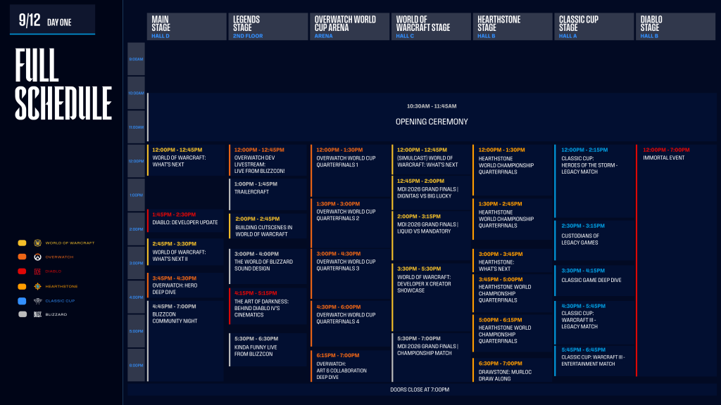 Programma di BlizzCon 2026